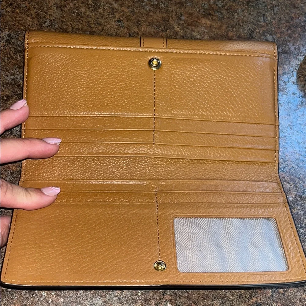 Michael Kors Tan Leather Wallet with Gold Clasp